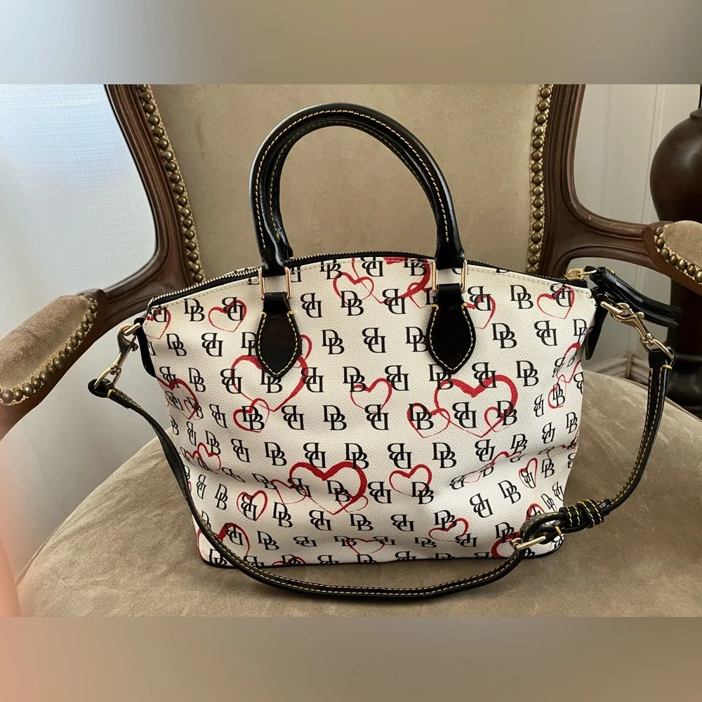 Dooney & Bourke w/ Black Patent Leather Tassel, Handles, Optional Strap and Trim - Picture 12 of 16